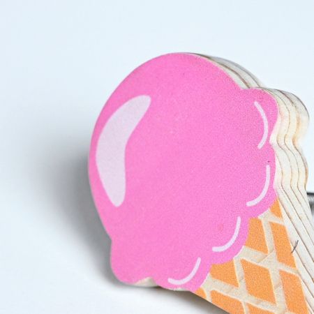 Handmade Pine Wood Pink Ice Cream Kids Knob